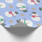 Weihnachts Snowman Winter Blue Geschenkpapier (Ecke)