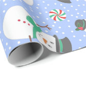 Weihnachts Snowman Winter Blue Geschenkpapier (Rolleneckpunkt)