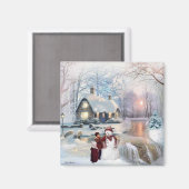 Weihnachts Snowman Winter Wonderland Magnet (Vorderseite/Rückseite)