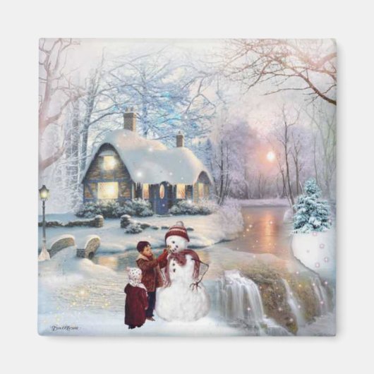 Weihnachts Snowman Winter Wonderland Magnet (Vorne)