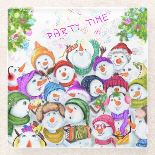 Weihnachts-Snowmans-Glass-Untersetzer Glasuntersetzer (Vorderseite)
