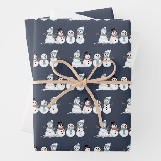Weihnachts-Snowmen Row Xmas Winterurlaubssaison Geschenkpapier Set (Beispiel)