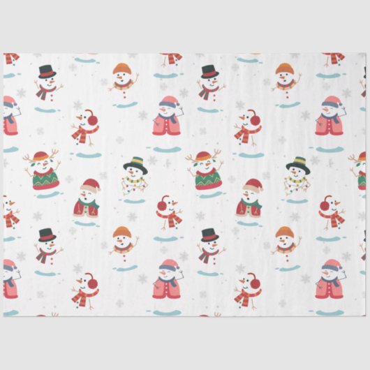 Weihnachts Snowmen Snowman Pattern Seidenpapier (Vorderseite)