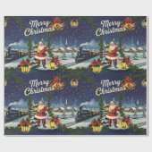 Weihnachts Snowy Express Retro-Umschlagpapier Geschenkpapier (Flach)