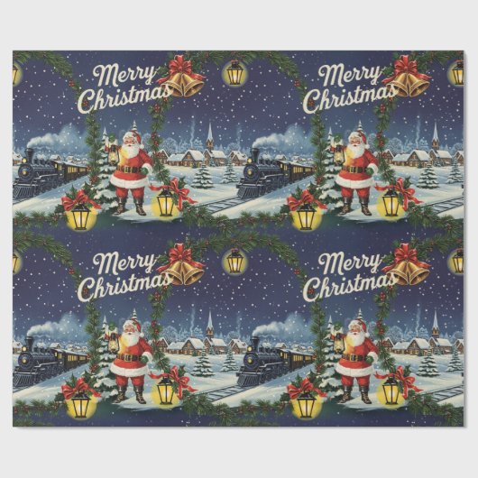 Weihnachts Snowy Express Retro-Umschlagpapier Geschenkpapier (Flach)