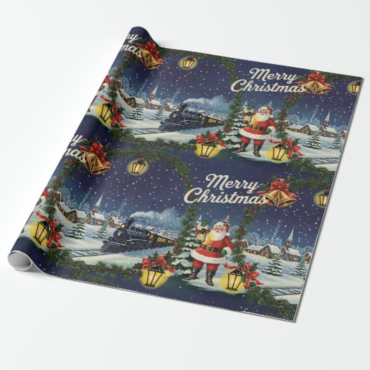 Weihnachts Snowy Express Retro-Umschlagpapier Geschenkpapier (Ungerollt)
