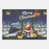 Weihnachts Snowy Express Retro-Umschlagpapier Geschenkpapier Set (Vorderseite 3)