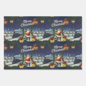 Weihnachts Snowy Express Retro-Umschlagpapier Geschenkpapier Set (Vorderseite)