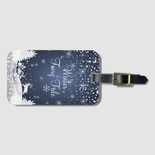 Weihnachts-Snowy Fairy Tale Fantasy Forest Gepäckanhänger (Vorderseite (Horizontal))