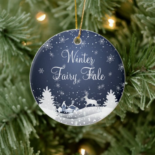 Weihnachts-Snowy Fairy Tale Fantasy Forest Keramik Ornament (Baum)