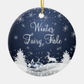 Weihnachts-Snowy Fairy Tale Fantasy Forest Keramik Ornament (Vorne)