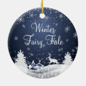 Weihnachts-Snowy Fairy Tale Fantasy Forest Keramik Ornament (Hinten)