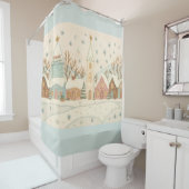 Weihnachts-Snowy-Village-Szene Duschvorhang (Beispiel)