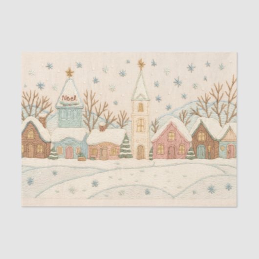 Weihnachts-Snowy-Village-Szene Seidenpapier (Vorderseite)
