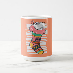 Weihnachts-Socke mit Toilettenpapier-Geschenk Kaffeetasse