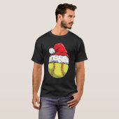 Weihnachts Softball Ball Weihnachtsmannmütze Xmas  T-Shirt (Vorne ganz)