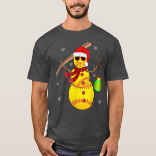 Weihnachts Softball Bat Snowman Santa Snowflake Gi T-Shirt