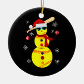 Weihnachts Softball Bat Snowman Santa Snowflake Keramik Ornament (Vorne)