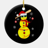 Weihnachts Softball Bat Snowman Santa Snowflake Keramik Ornament (Hinten)