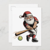 Weihnachts-Softball spielen Weihnachtsmann Sport Einladungspostkarte (Vorne/Hinten)
