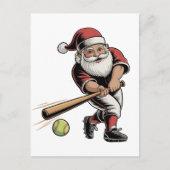 Weihnachts-Softball spielen Weihnachtsmann Sport Einladungspostkarte (Vorderseite)