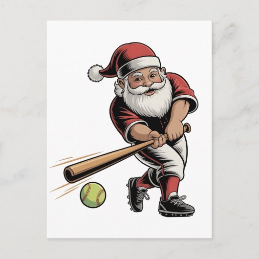 Weihnachts-Softball spielen Weihnachtsmann Sport Einladungspostkarte (Vorderseite)