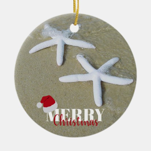 Weihnachts Sommer Starfish Beach Xmas Keramik Ornament (Vorne)