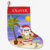 Weihnachts-Sommerferien - Santa Beach Personalisie Kleiner Weihnachtsstrumpf (Vorderseite)