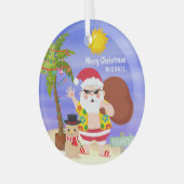 Weihnachts-Sommerferien - Santa Beach Personalisie Ornament Aus Glas (Vorderseite links)