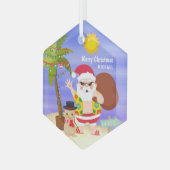 Weihnachts-Sommerferien - Santa Beach Personalisie Ornament Aus Glas (Vorderseite Links)