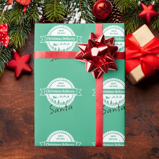Weihnachts Sonderlieferung von Santa Mint Green Geschenkpapier