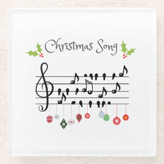 Weihnachts-Song-Vögel singen Glasuntersetzer (Vorderseite)