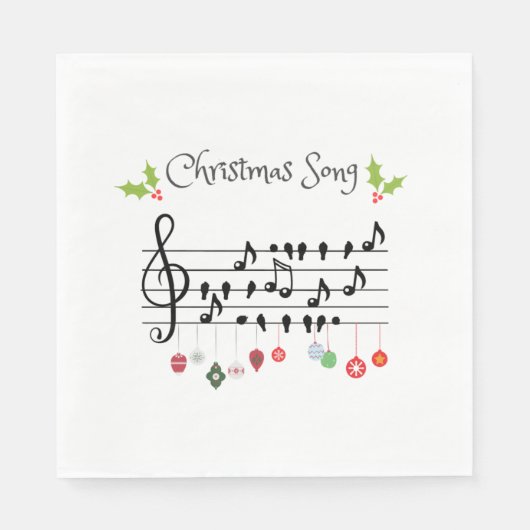 Weihnachts-Song-Vögel singen Serviette (Vorderseite)