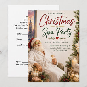 Weihnachts-Spa-Party-Einladung mit Weihnachtsmann  Einladung