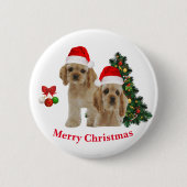 Weihnachts Spaniel Cocker Button (Vorderseite)