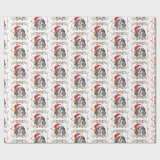 Weihnachts-Spanisch-Dog-Wrapping Paper Geschenkpapier (Flach)