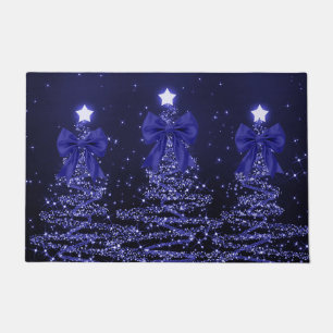 Weihnachts-Sparkling-Bäume in Marineblau mit Kunst Fußmatte