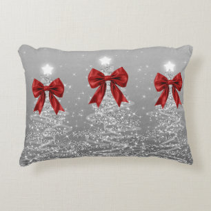 Weihnachts-Sparkling-Bäume Silber Falsche Rote Sch Dekokissen