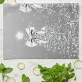 Weihnachts-Sparkling-Bäume Silber-Faux-Bogen Geschirrtuch (Gefaltet)