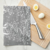 Weihnachts-Sparkling-Bäume Silber-Faux-Bogen Geschirrtuch (Viertel Falte)