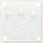 Weihnachts-Sparkling-Bäume Silber-Faux-Grün-Bogen Glasuntersetzer (Rückseite)