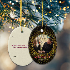 Weihnachts Sparkling Glitzer Black Custom Foto Keramik Ornament