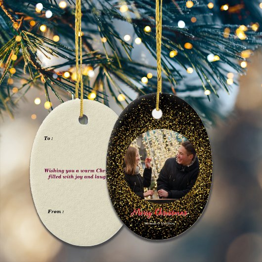 Weihnachts Sparkling Glitzer Black Custom Foto Keramik Ornament