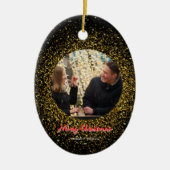 Weihnachts Sparkling Glitzer Black Custom Foto Keramik Ornament (Vorne)