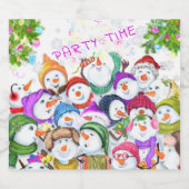 Weihnachts Sparkling Weinlabel Happy Snowman Party Schaumweinetikett (Einzelnes Label)