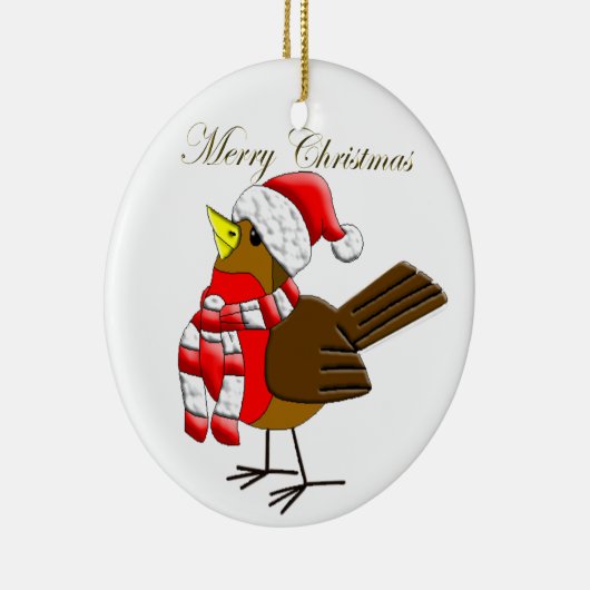 Weihnachts-Sparrow-Vergnügen Keramik Ornament (Rechts)