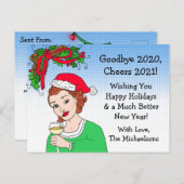 Weihnachts-Spaß Funny Retro Lady Toasting Postkarte (Vorne/Hinten)