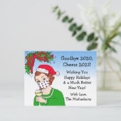 Weihnachts-Spaß Funny Retro Lady Toasting Postkarte (Stehend Vorderseite)