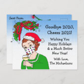 Weihnachts-Spaß Funny Retro Lady Toasting Postkarte (Vorne/Hinten)