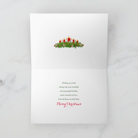 Weihnachts Special Couple Candles Pine Branches Karte (Innenseite)